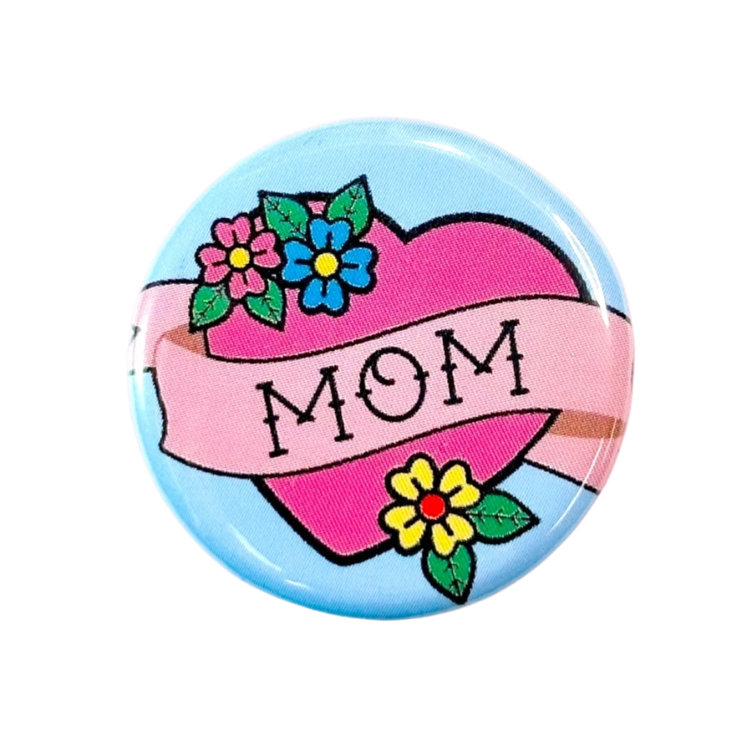 Mom Retro Tattoo Style Button