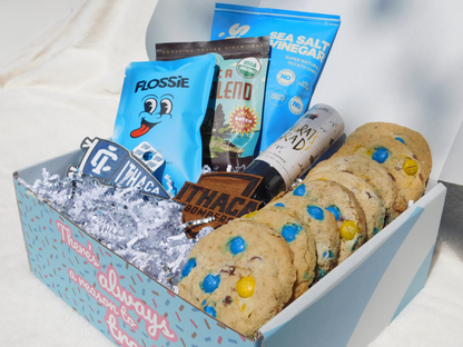 ithaca college graduation cookie box with treats and gifts