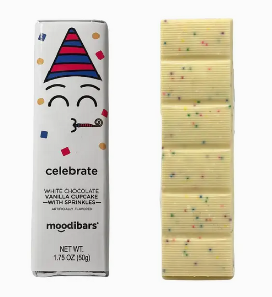 Moodibars Celebrate White Chocolate Cupcake Sprinkles Bar
