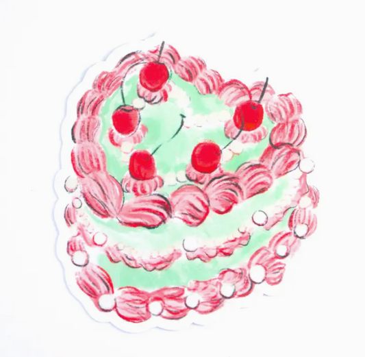 Vintage Heart Cake Vinyl Sticker